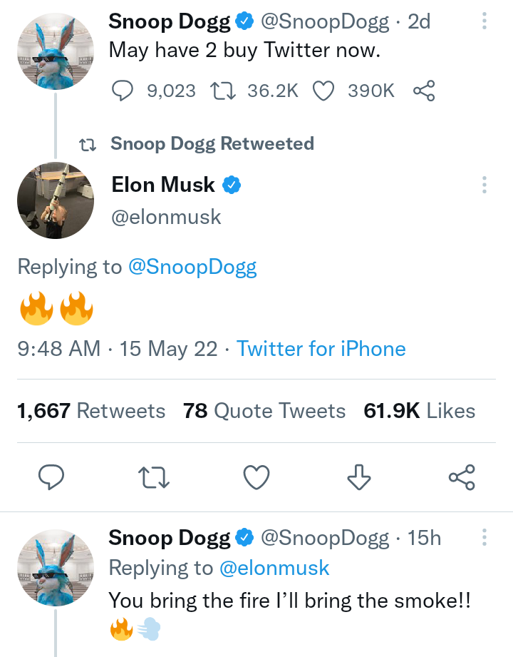 Snoop Doggs desire to buy Twitter prompts reaction from Elon Musk