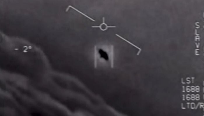 A screen grab provided by the Pentagon in April 2020 from a video showing unidentified aerial phenomena. —AFP