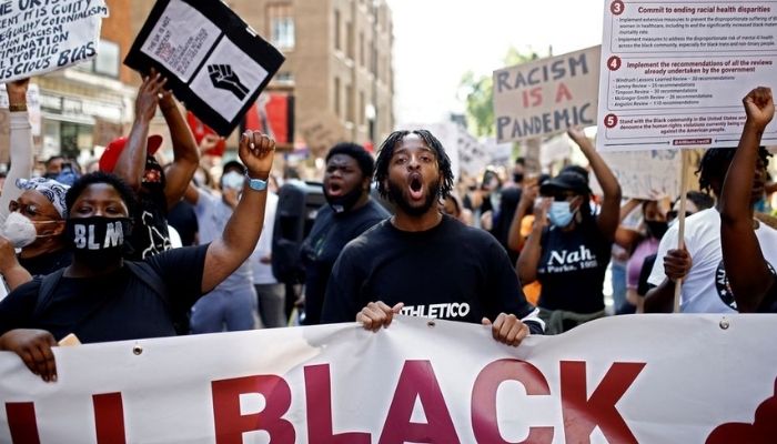 Demonstrators take part in a Black Lives Matter protest in London, Britain, July 12, 2020. — Reuters