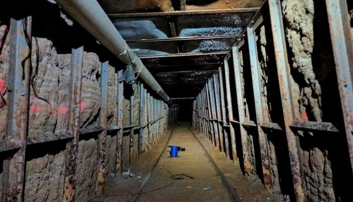 This photograph shows the inside of a cross-border tunnel between Mexico and the U.S. after the announcement of the discovery May 13, 2022 of a subterranean tunnel inside a warehouse in San Diego, California, US—Reuters