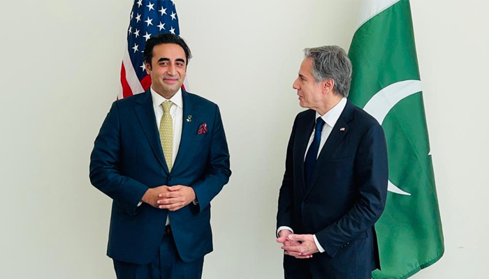 Foreign Minister Bilawal Bhutto-Zardari (left) meets US Secretary of State Antony Blinken in New York, US, on May 18, 2022. — Twitter/PakistanUN_NY