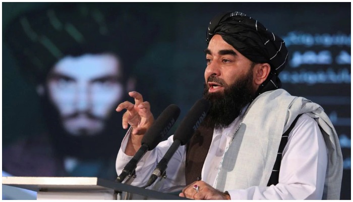 Afghan Talibans Deputy Minister of Information and Culture and spokesman Zabihullah Mujahid speaks during the death anniversary of Mullah Mohammad Omar, the late leader and founder of the Taliban, in Kabul, Afghanistan, April 24, 2022. — Reuters