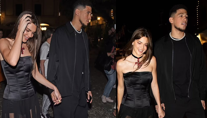 Kendall Jenner and Devin Booker arrive hand-in-hand at family dinner in Italy