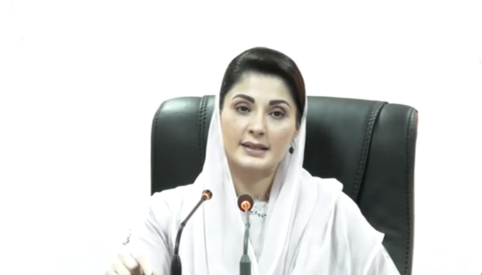 PML-N Vice President Maryam Nawaz addressing the PML-Ns social media team in Lahore, on May 21, 2022. — YouTube/PTV