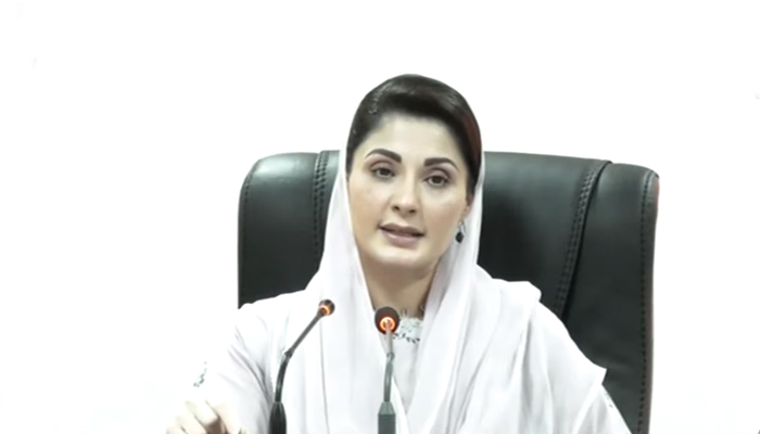 PML-N Vice President Maryam Nawaz addressingthe PML-Ns social media team in Lahore, on May 21, 2022. — YouTube/PTV