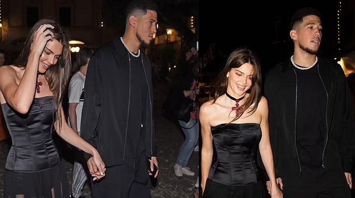 Kendall Jenner and Devin Booker arrive hand-in-hand at family dinner in Italy