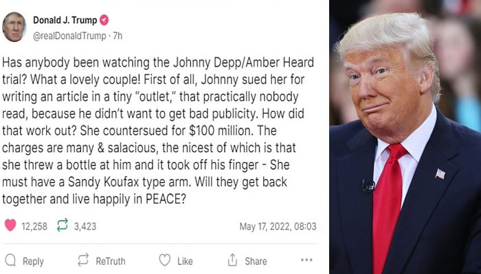 Donald Trump takes swipe at Amber Heard, Johnny Depp: ‘What a lovely couple!’