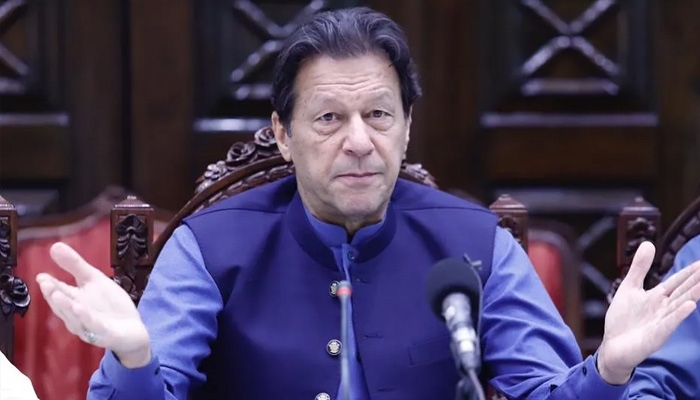 PTI Chairman Imran Khan addresses a press conference in Peshawar. — Instagram