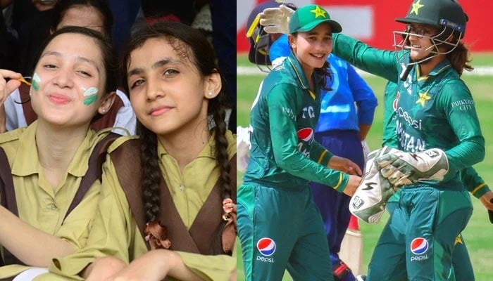 Young school girls attend Pakistans first-ever womens T20I series against Sri Lanka at home. — PCB