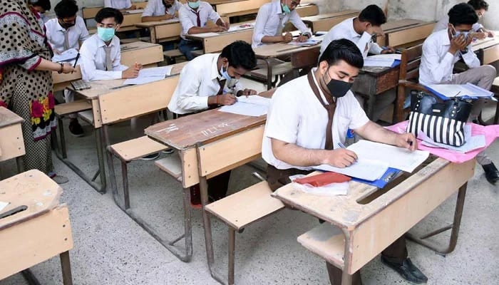 Matric students solve papers at an examination centre in Karachi on Monday, July 05, 2021. — PPI/File
