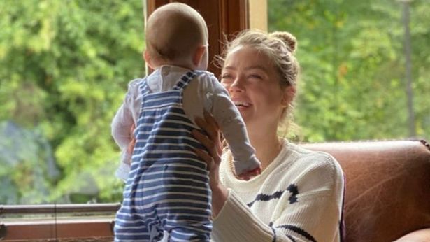 Amber Heard with baby Oonagh