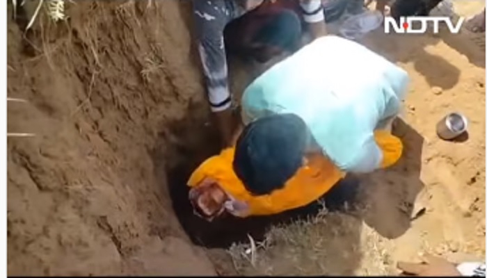 Man buries monkey.—Screengrab via Instagram/NDTV