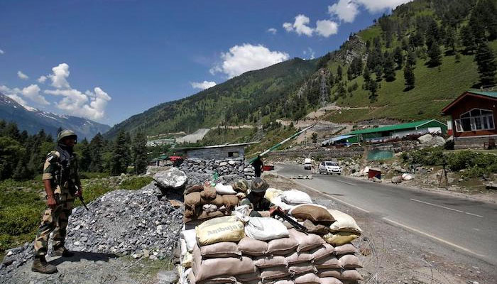 Indias BSF soldiers stand guard at a checkpoint along a highway leading to Ladakh on June 17, 2020. — Reuters/File