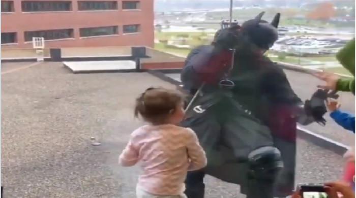 Watch: Children meet Batman at hospital
