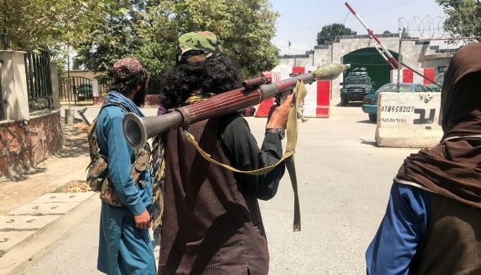 Taliban forces stand guard inside Kabul, Afghanistan August 16, 2021 — Reuters