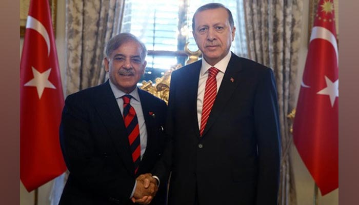 A file photo of Prime Minister Shehbaz Sharif and Turkish President Racep Tayyip Erdogan. — Presidency of Republic of Turkey