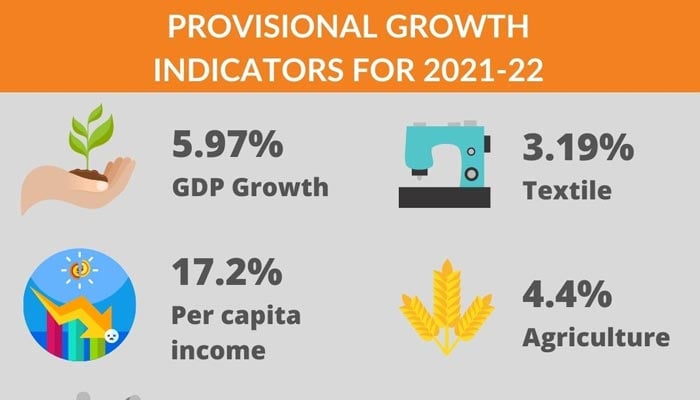 A representational image of provisional growth indicators for 2021-22 as per national accounts committee. — Geo.tv illustration