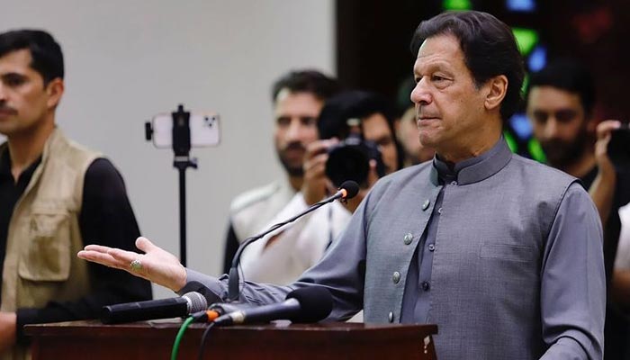 PTI Chairman Imran Khan addressing the social media convention in Peshawar on June 1, 2022. — Instagram/@imrankhan.pti