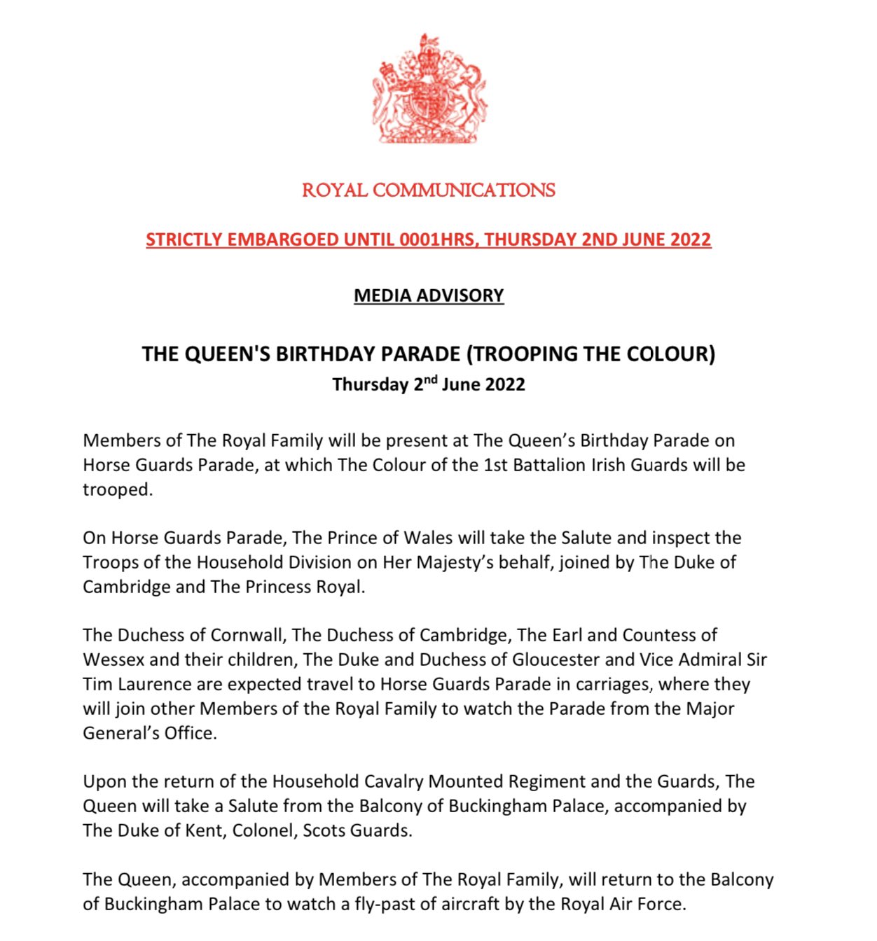 Prince Harry and Meghan Markle will not travel in carriage to Horse Guards