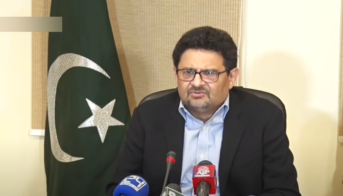 Finance Minister Miftah Ismail addressing a press conference in Islamabad, on June 2, 2022. — YouTube/PTV
