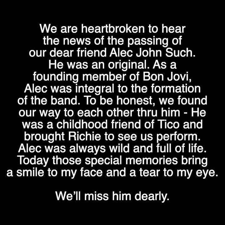 Bon Jovi mourns death of bass player Alec John Such