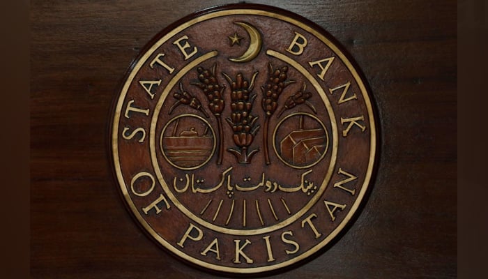 A logo of the State Bank of Pakistan (SBP) is pictured on a reception desk at the head office in Karachi, Pakistan July 16, 2019. — Reuters