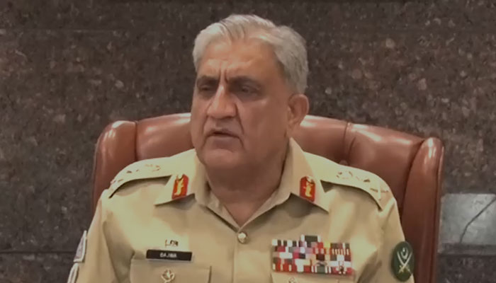 Chief of Army Staff General Qamar Javed Bajwa addressing the 80th Formation Commanders’ Conference in Rawalpindi on June 8, 2022. — Screengrab/ISPR