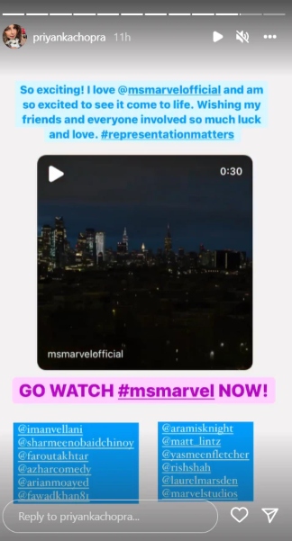 Priyanka Chopra sends love to ‘Ms. Marvel’ cast, ‘representation matters’