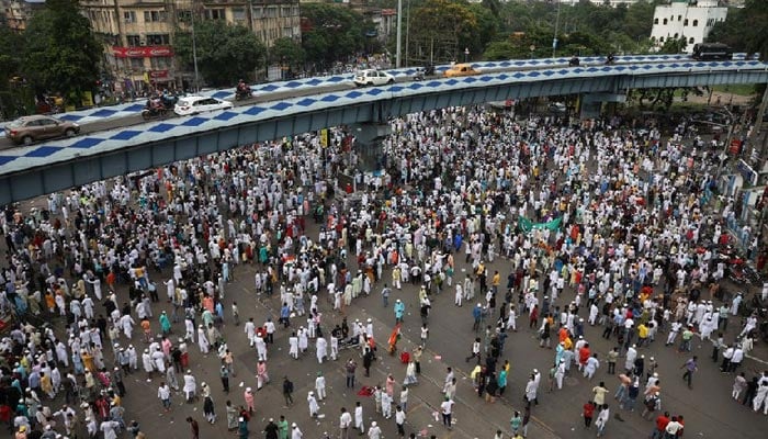 Muslims participate in a protest demanding the arrest of BJP member Nupur Sharma, in Kolkata, India, June 10, 2022. — Reuters/File