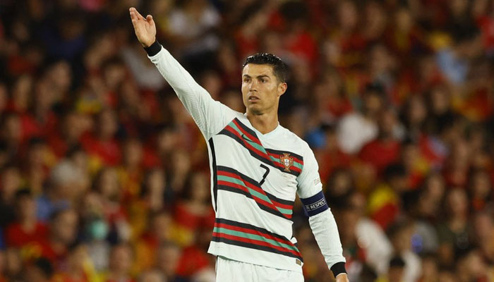 Portugals Cristiano Ronaldo reacts during a soccer match. — Reuters