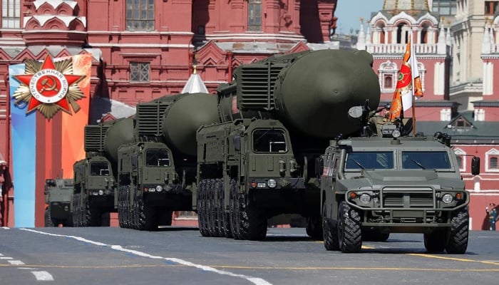 Russian servicemen drive Yars RS-24 intercontinental ballistic missile systems during the Victory Day parade at Red Square in Moscow, Russia May 9, 2018.— Reuters