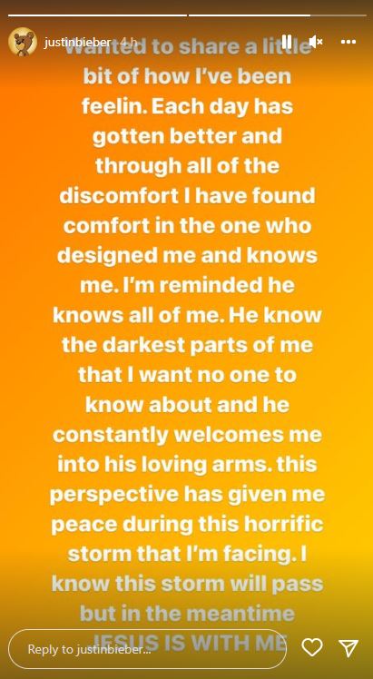 Justin Bieber pleads for Jesus loving arms amid health horror