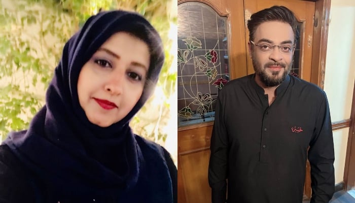 TV anchor Bushra Iqbal (left) and late televangelist Dr Aamir Liaquat Hussain. — Instagram/@syedabushraiqbal/iamaamirliaquat