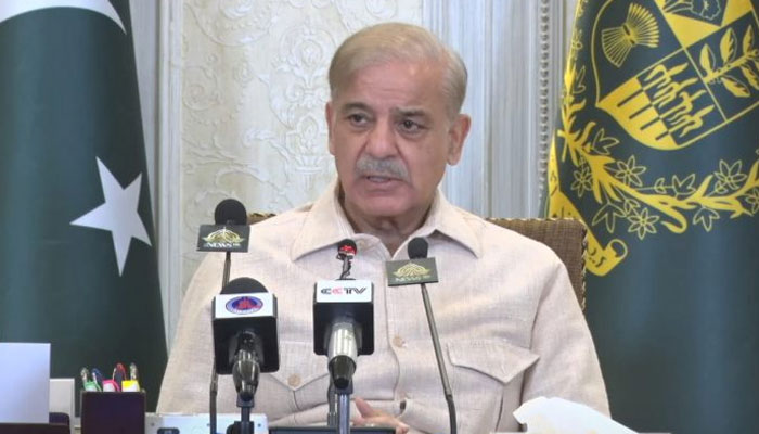 Prime Minister Shehbaz Sharif speaking in a interview with the representatives of Chinese media on June 14, 2022. — APP