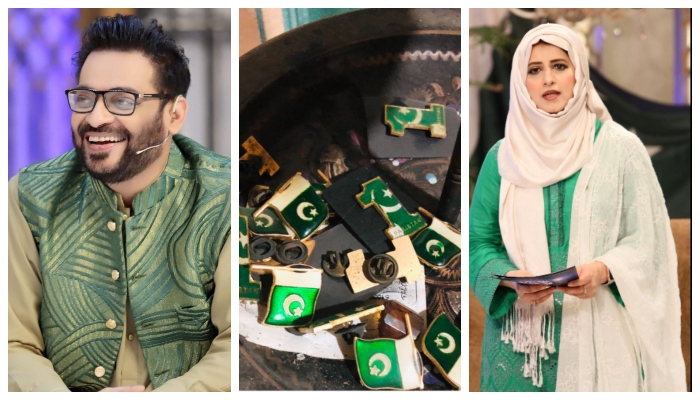 Bushra Iqbal puts late Aamir Liaquats Pakistani flag pins on display