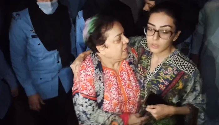 Shireen Mazari meets daughter after release late on the night of her arrest. — Twitter