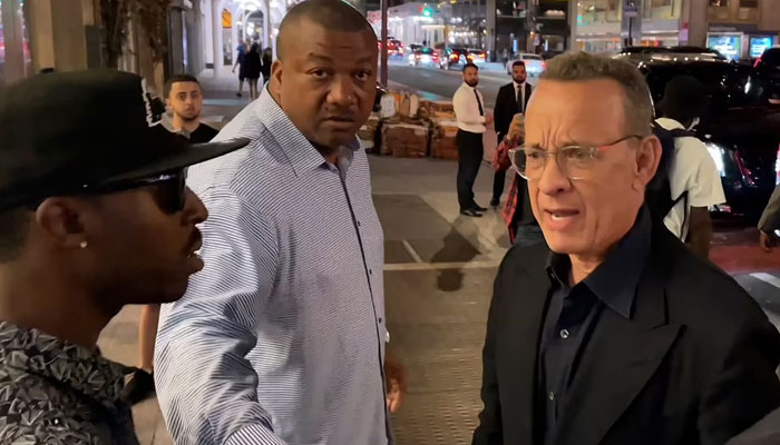 Tom Hanks rages at fan who nearly knocks over his wife Rita Wilson: Watch