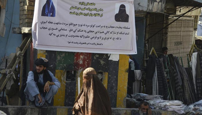 Taliban’s religious police have put up posters across the southern Afghan city of Kandahar. — AFP