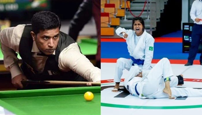 IBSF World Champion Mohammad Asif and jiu-jitsu player Kainat Arif. — AFP/Twiter