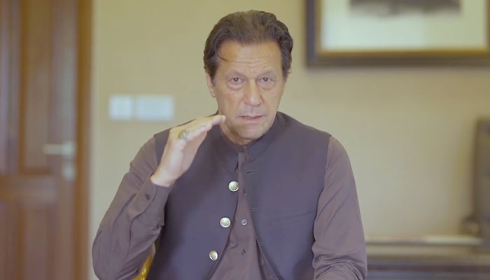 PTI Chairman Imran Khan speaks during a video message in Islamabad, on June 16, 2022. — Facebook/ImranKhanOfficial