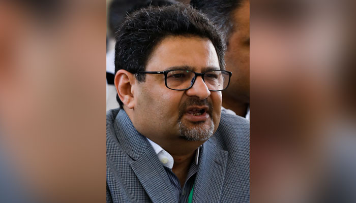 Finance Minister Miftah Ismail addressing a press conference. — Reuters