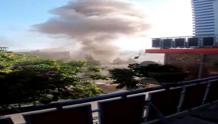 A view shows smoke rising as seen from a building in Kabul, Afghanistan June 18, 2022 in this still image obtained by Reuters from a social media video. — Reuters/File