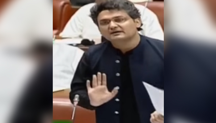 PTI Senator Faisal Javed speaks on the floor of the Senate in Islamabad, on June 17, 2022. — Facebook/GeoNews