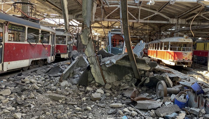 A view shows a tram depot destroyed by a Russian missile strike, as Russias attack on Ukraine continues, in Kharkiv, Ukraine June 18, 2022. — Reuters