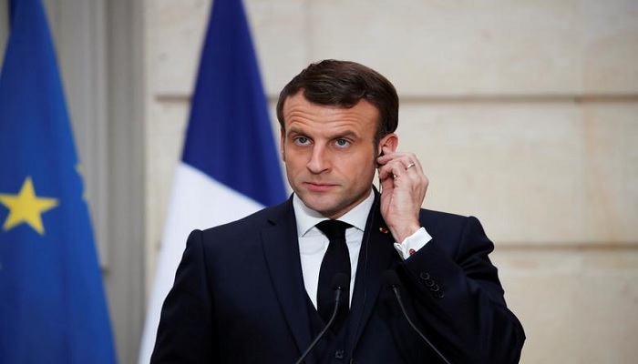 French President Emmanuel Macron and Greek Prime Minister Kyriakos Mitsotakis (not pictured) attend a joint statement at the Elysee Palace in Paris, France January 29, 2020.—Reuters