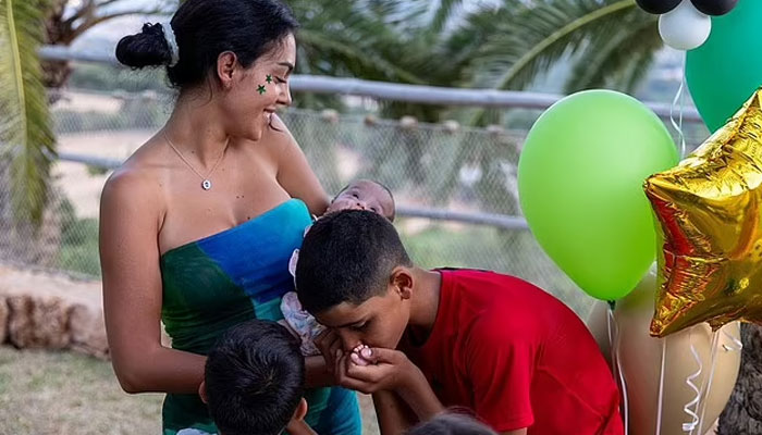 Georgina Rodriguez cradles newborn daughter at Cristiano Jr birthday bash