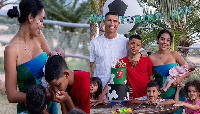 Georgina Rodriguez cradles newborn daughter at Cristiano Jr. birthday bash