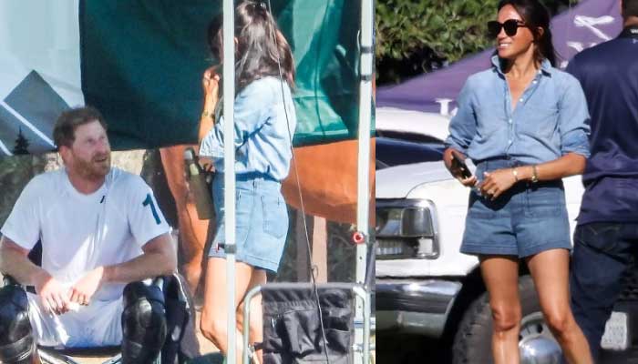 Meghan Markle channels her inner actor in blue denim shirt and shorts as she joins Harry at polo game