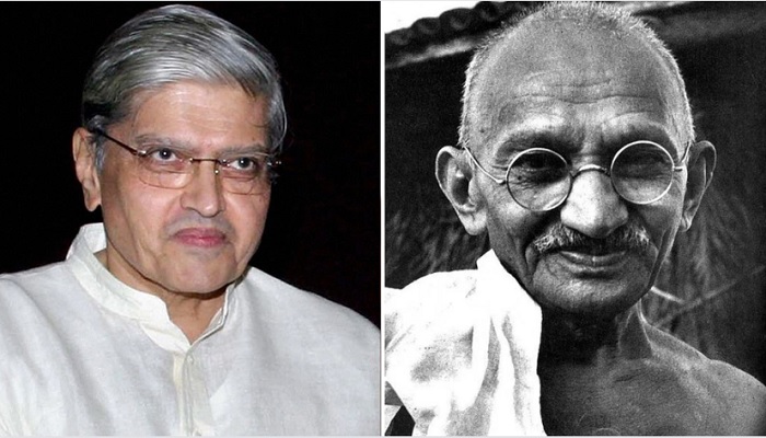 Gopalkrishna Gandhi (left), Mahathma Gandhi (right).—Scroll.in and Reuters