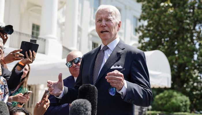 US President Joe Biden speaks with members of the media before boarding Marine One for a weekend in Rehoboth, Delaware, at the White House in Washington, US, on June 17, 2022. — Reuters